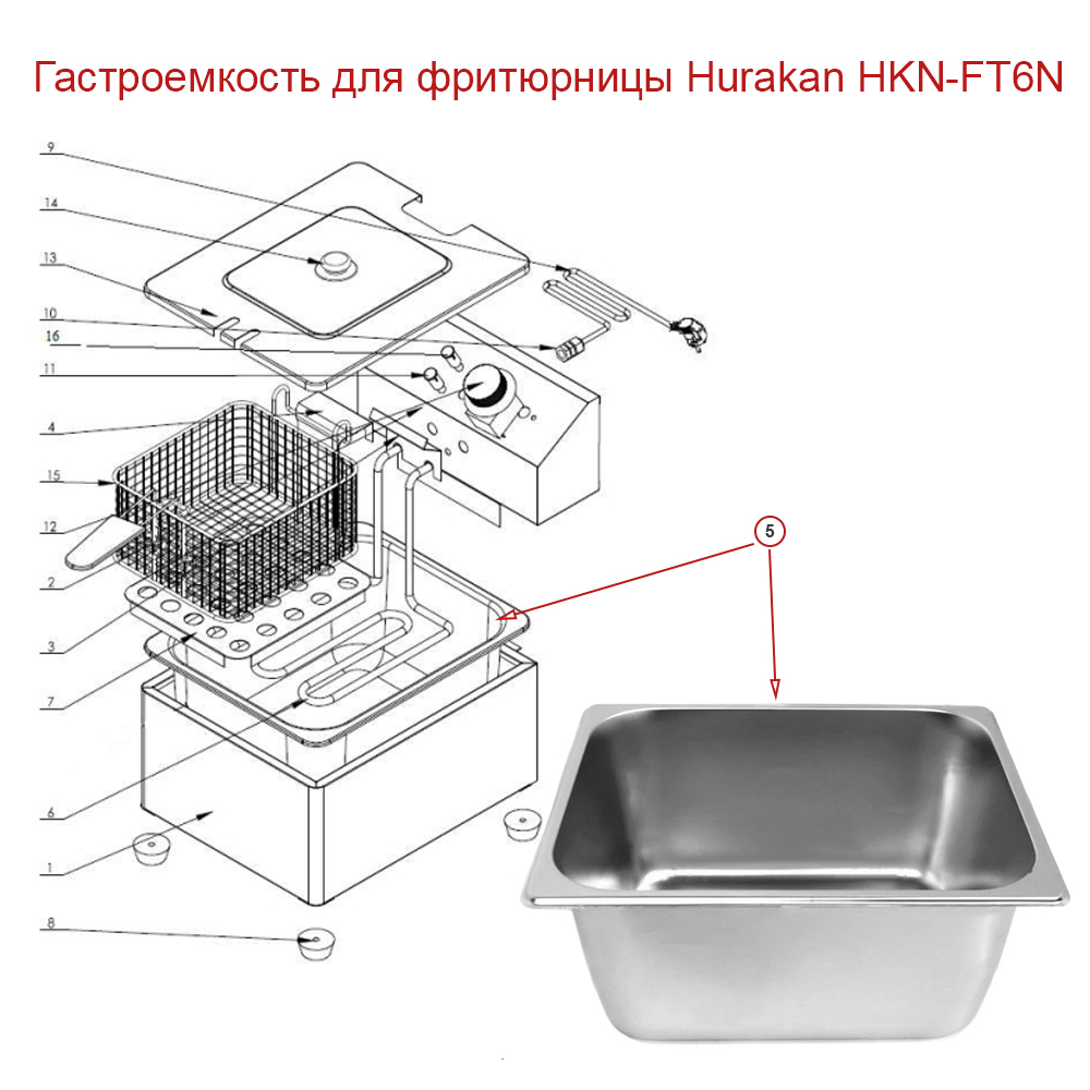 Гастроемкость для фритюрницы Hurakan HKN-FT6N